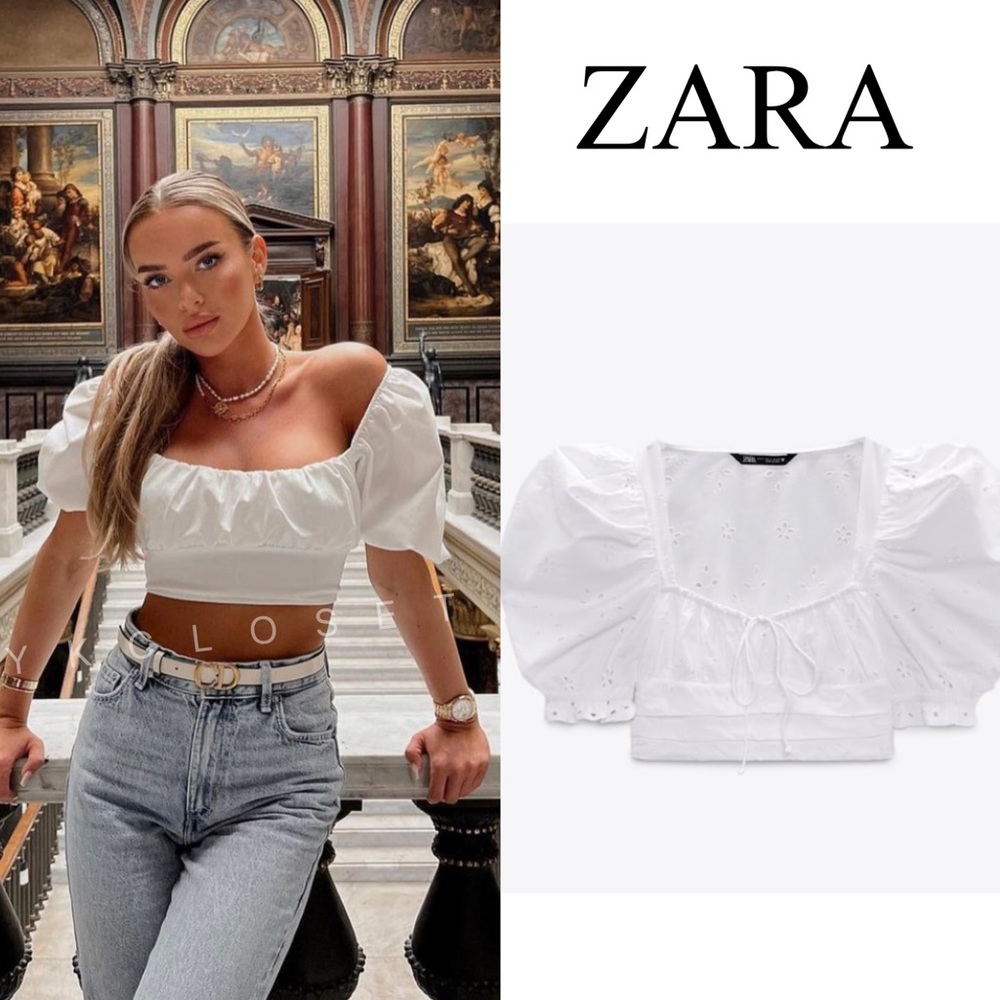 EMBROIDERED EYELET CROP TOP || ZARA || YKCLOSET